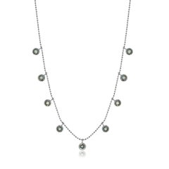 Collar Estación Gota Aguamarina Oro Blanco 14 Kilates