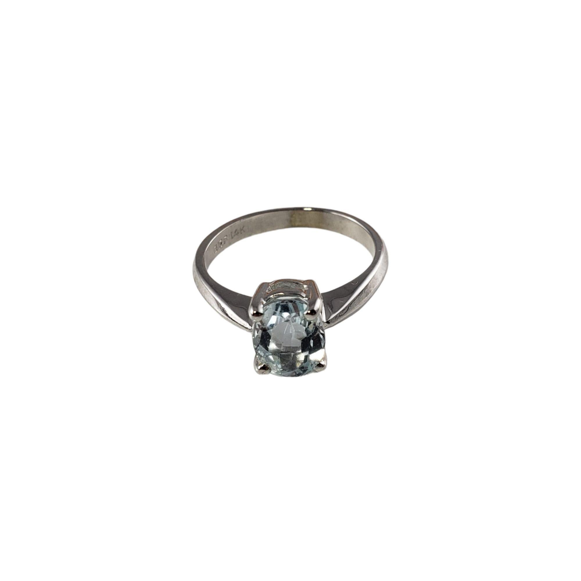 Oval Cut 14 Karat White Gold Aquamarine Ring #13748 For Sale