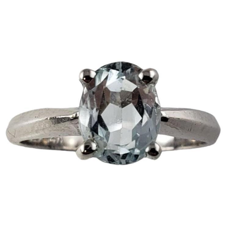 Anillo de aguamarina de oro blanco de 14 quilates #13748