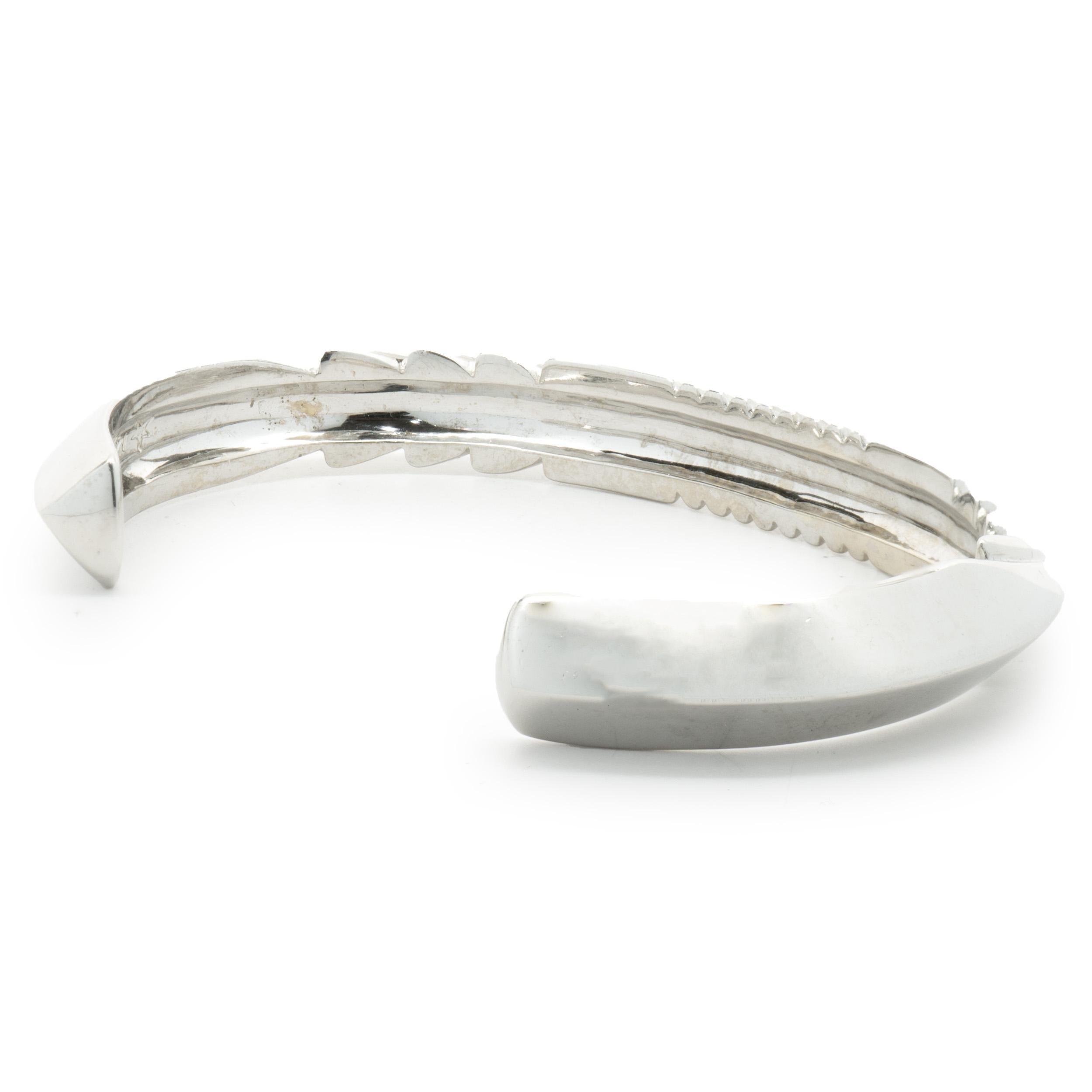 Women's 14 Karat White Gold Arrow Cuff Bracelet For Sale
