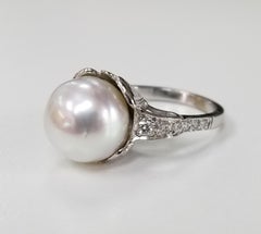 14 Karat Weißgold „Art Deco-Stil“ Südseeperle