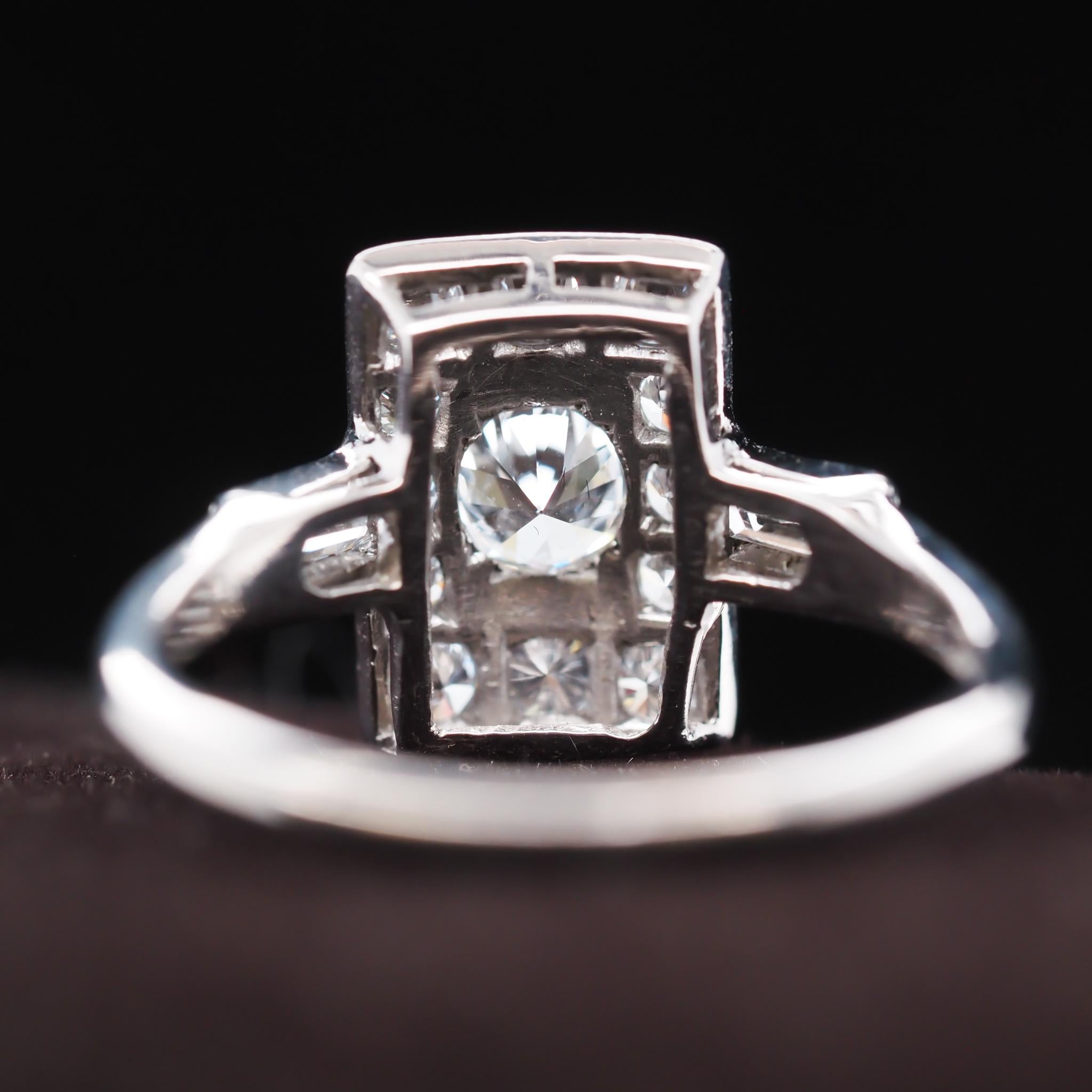 14 Karat White Gold Art Deco Old European Diamond Engagement Ring and Band Set For Sale 3