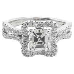 Bagues de fiançailles en or blanc 14 carats avec diamants taille Asscher