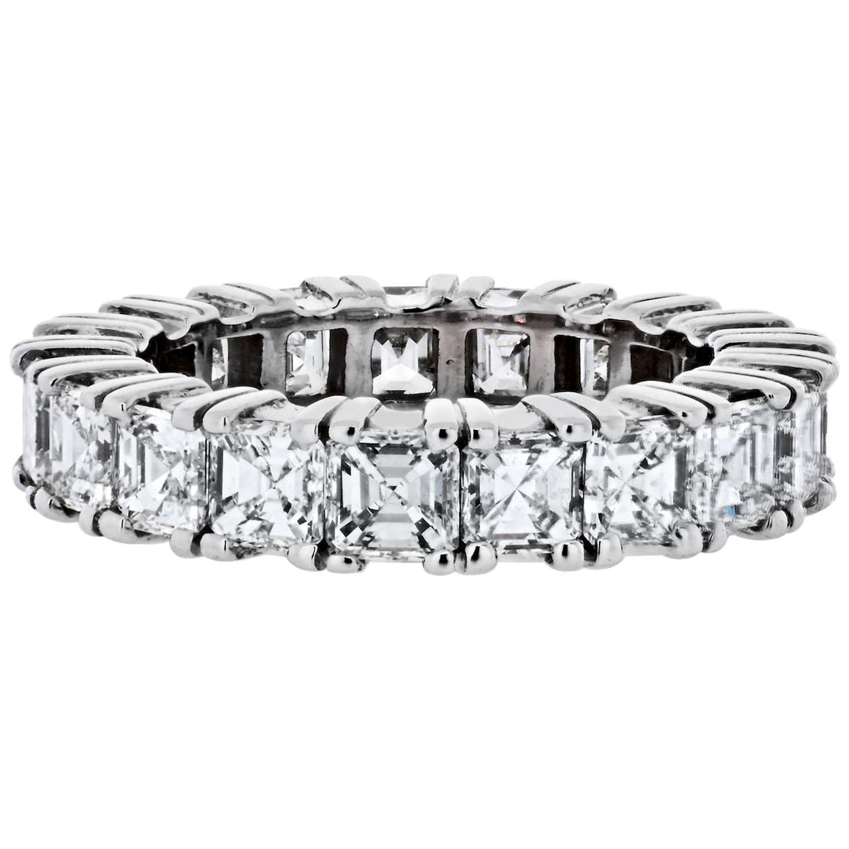 14 Karat White Gold Asscher Cut Diamond Eternity Band