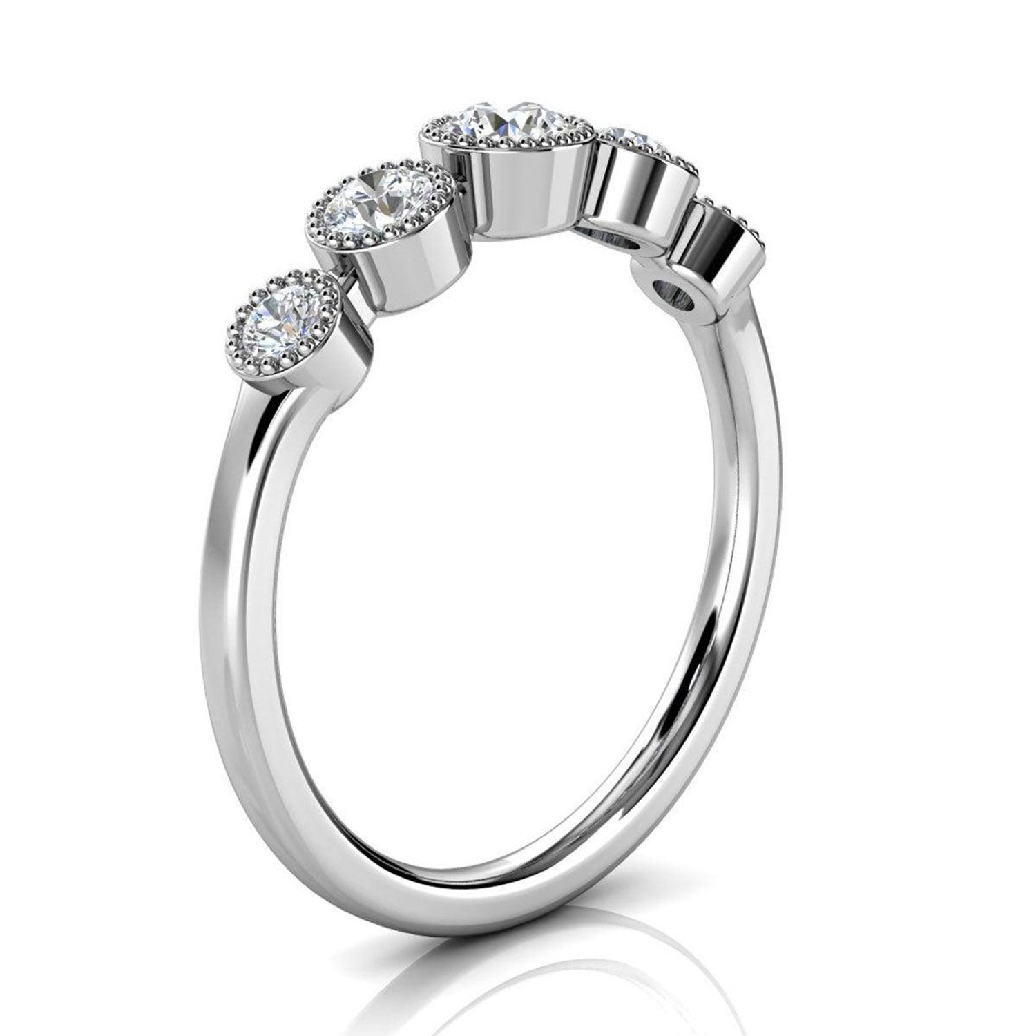 Customizable 14 Karat White Gold Augusta Bezel Milgrain Diamond Ring '2/5  Carat' For Sale at 1stDibs