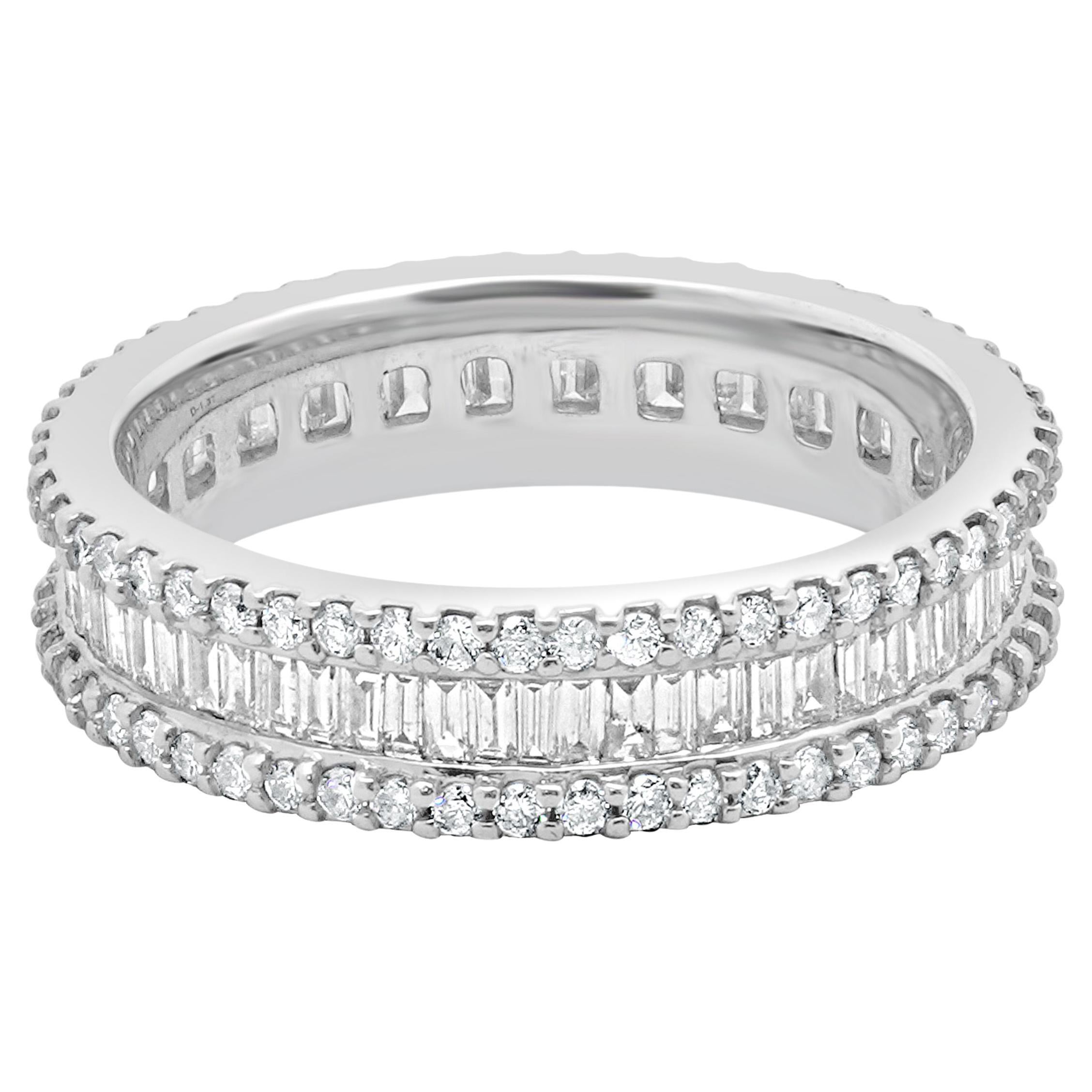 Bracelet éternel en or blanc 14 carats diamants baguettes et ronds