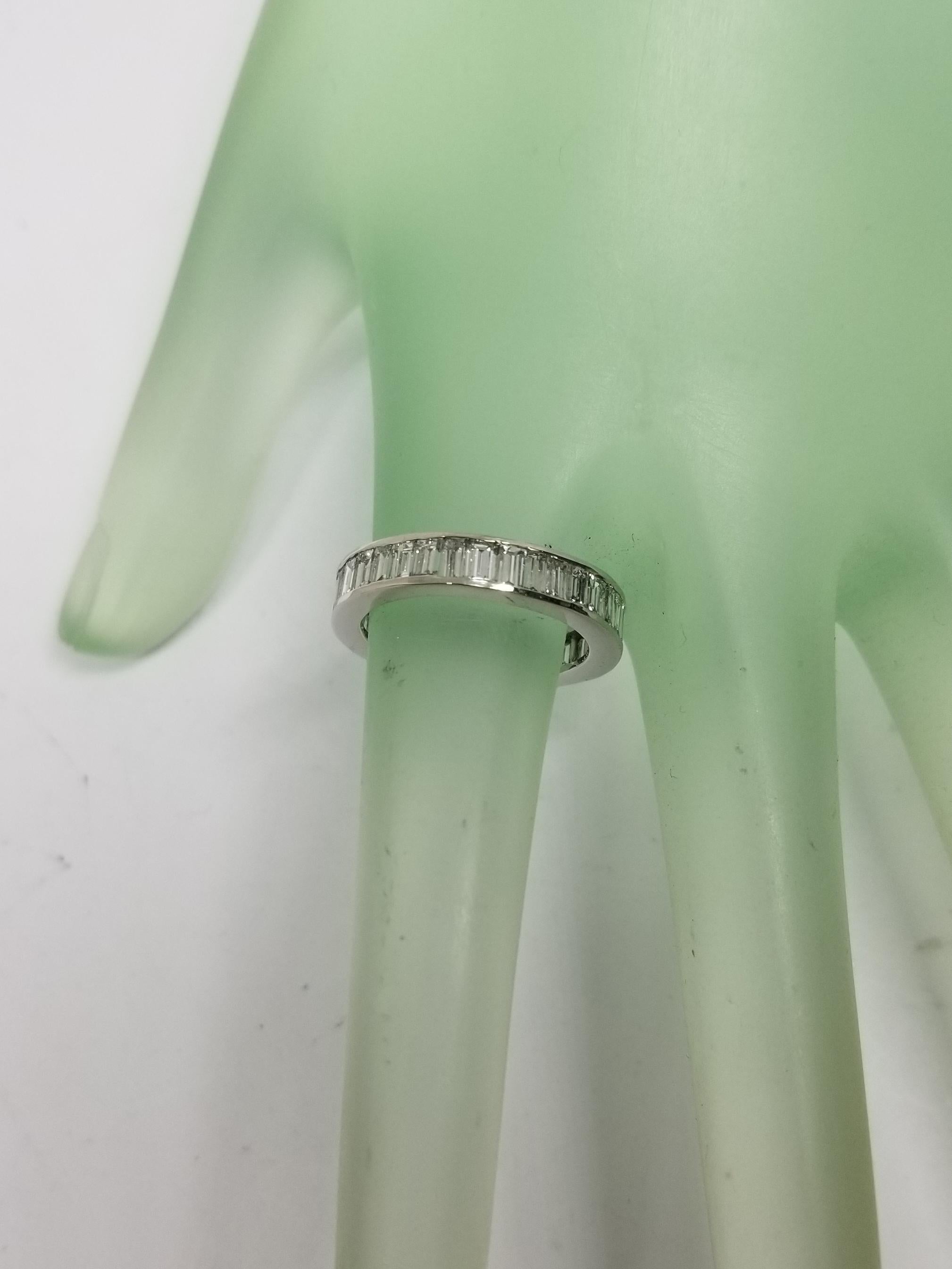 14 Karat White Gold Baguette Channel Eternity Ring with 3.25 Carat In New Condition For Sale In Los Angeles, CA