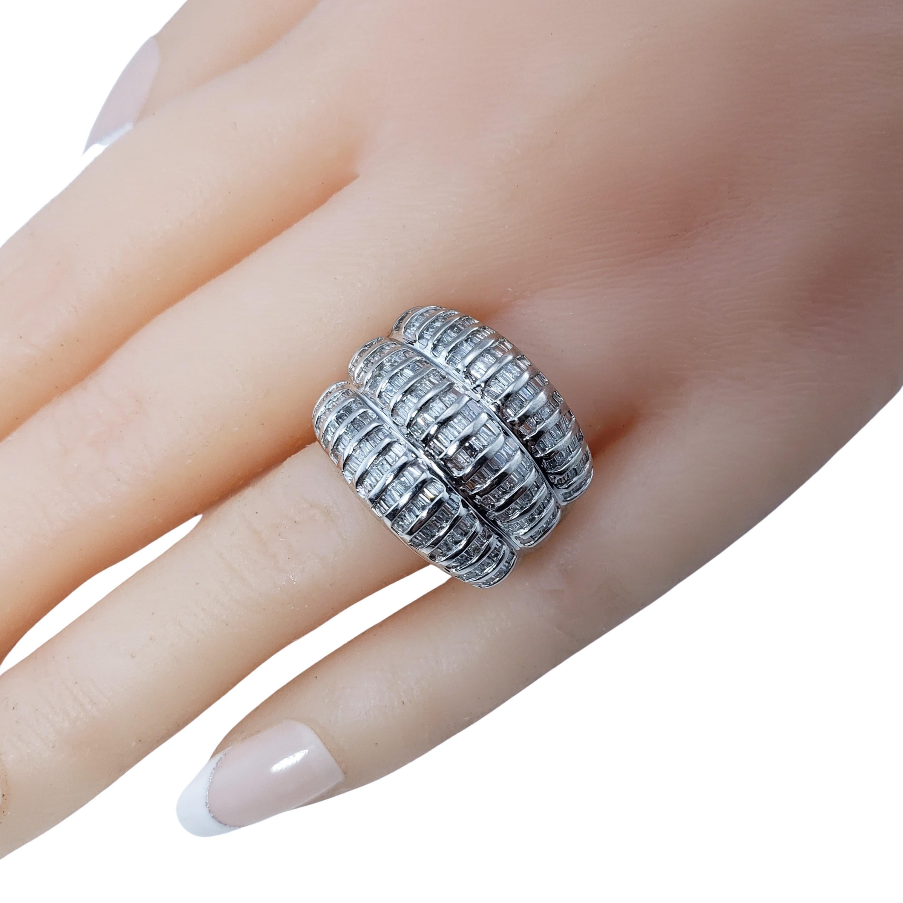 Women's 14 Karat White Gold Baguette Diamond Ring For Sale