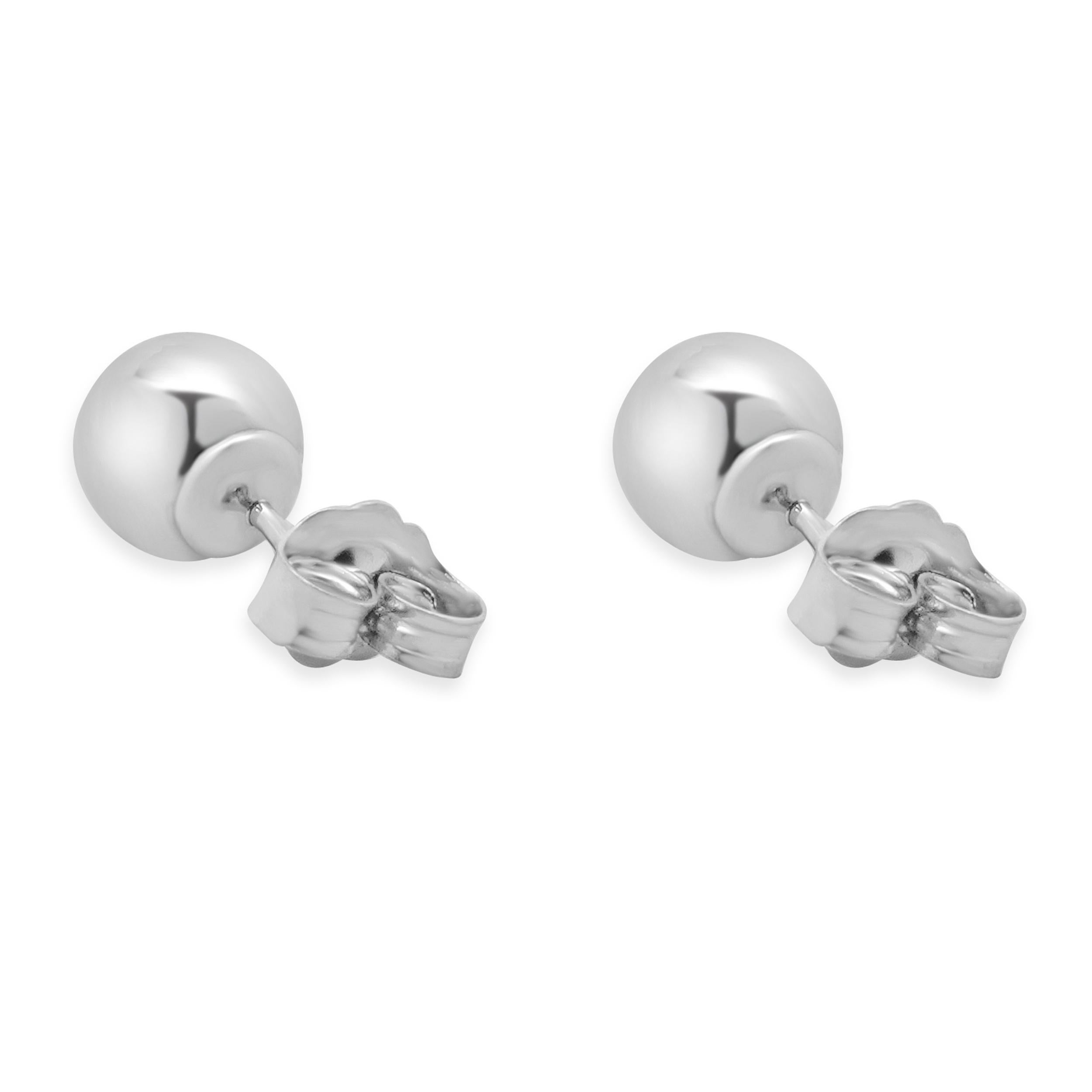 14 Karat White Gold Ball Stud Earrings In Excellent Condition For Sale In Scottsdale, AZ
