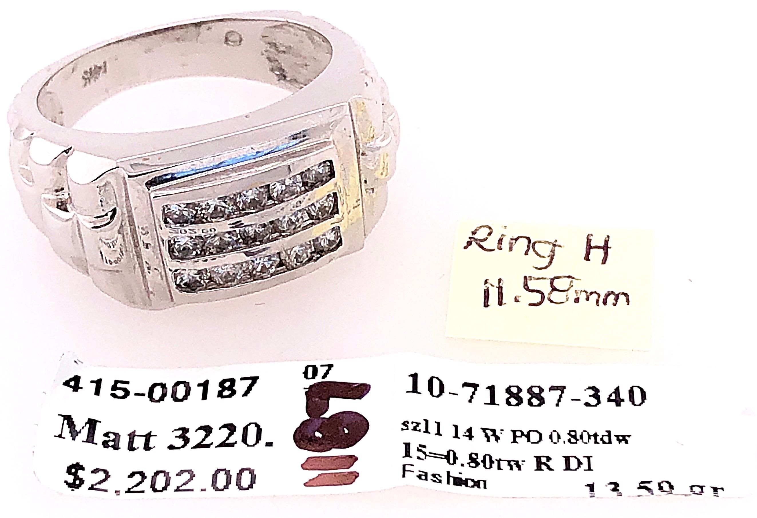 14 Karat Weißgold Braut-Ehering mit drei Etagen-Diamanten im Angebot 4