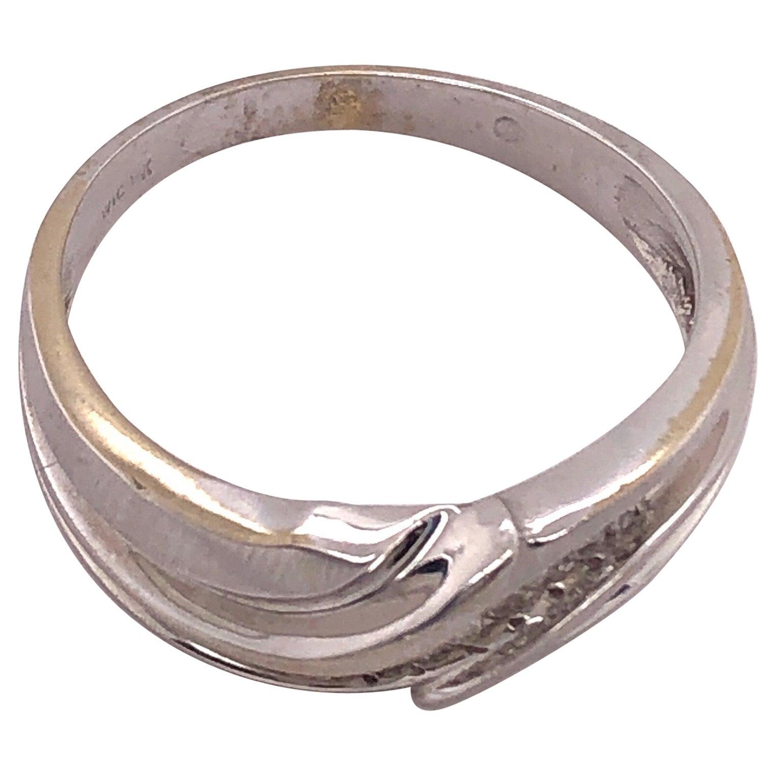 14 Karat Weißgold Band Ring Ehering .20 Gesamtgewicht Diamantgewicht