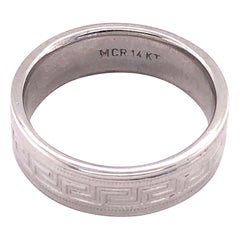 14 Karat White Gold Band Ring Wedding Band Ring Greek Key Design