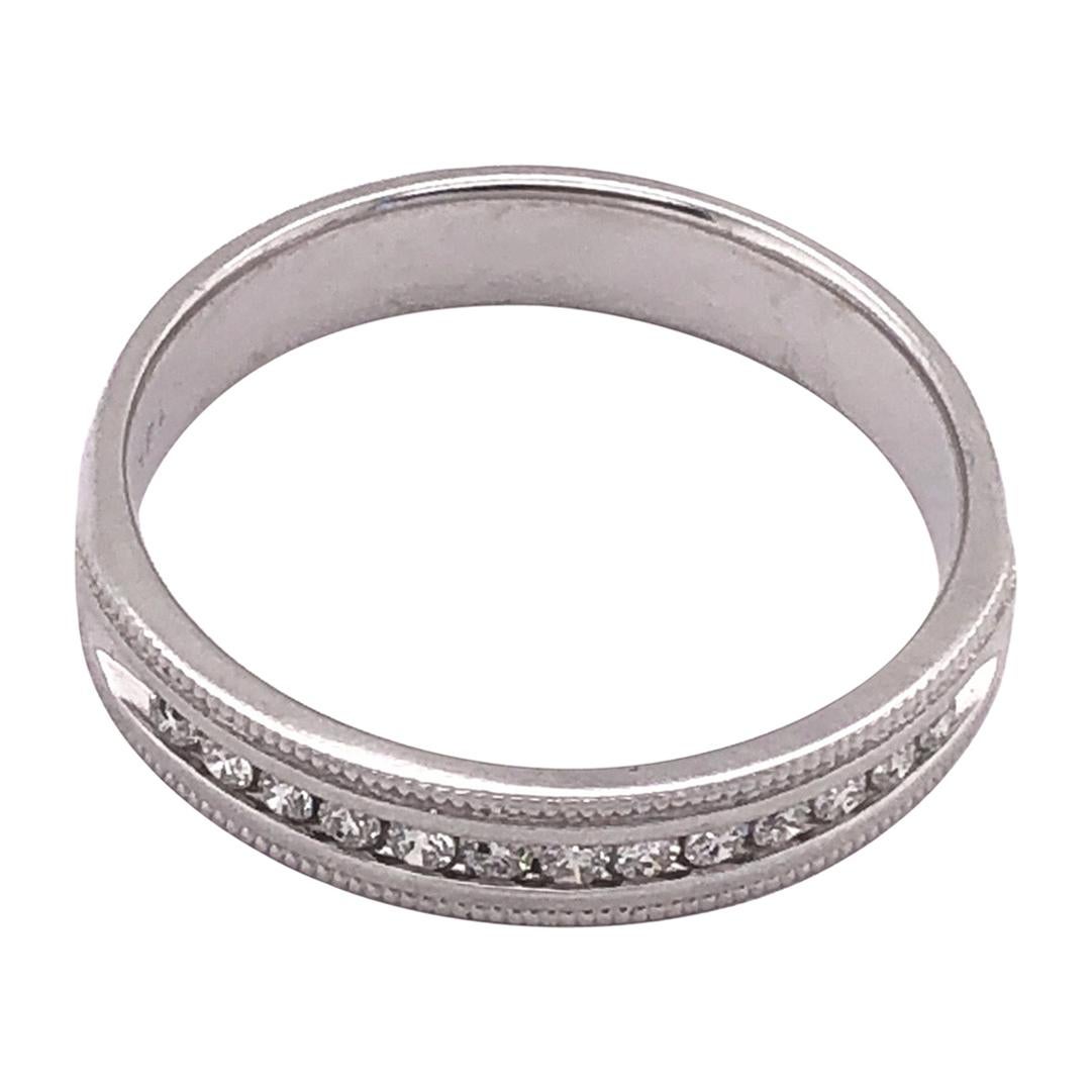 14 Karat White Gold Band Ring Wedding Band with .25 Total Diamond Weight For Sale