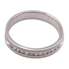 14 Karat White Gold Band Ring Wedding Band with .25 Total Diamond Weight