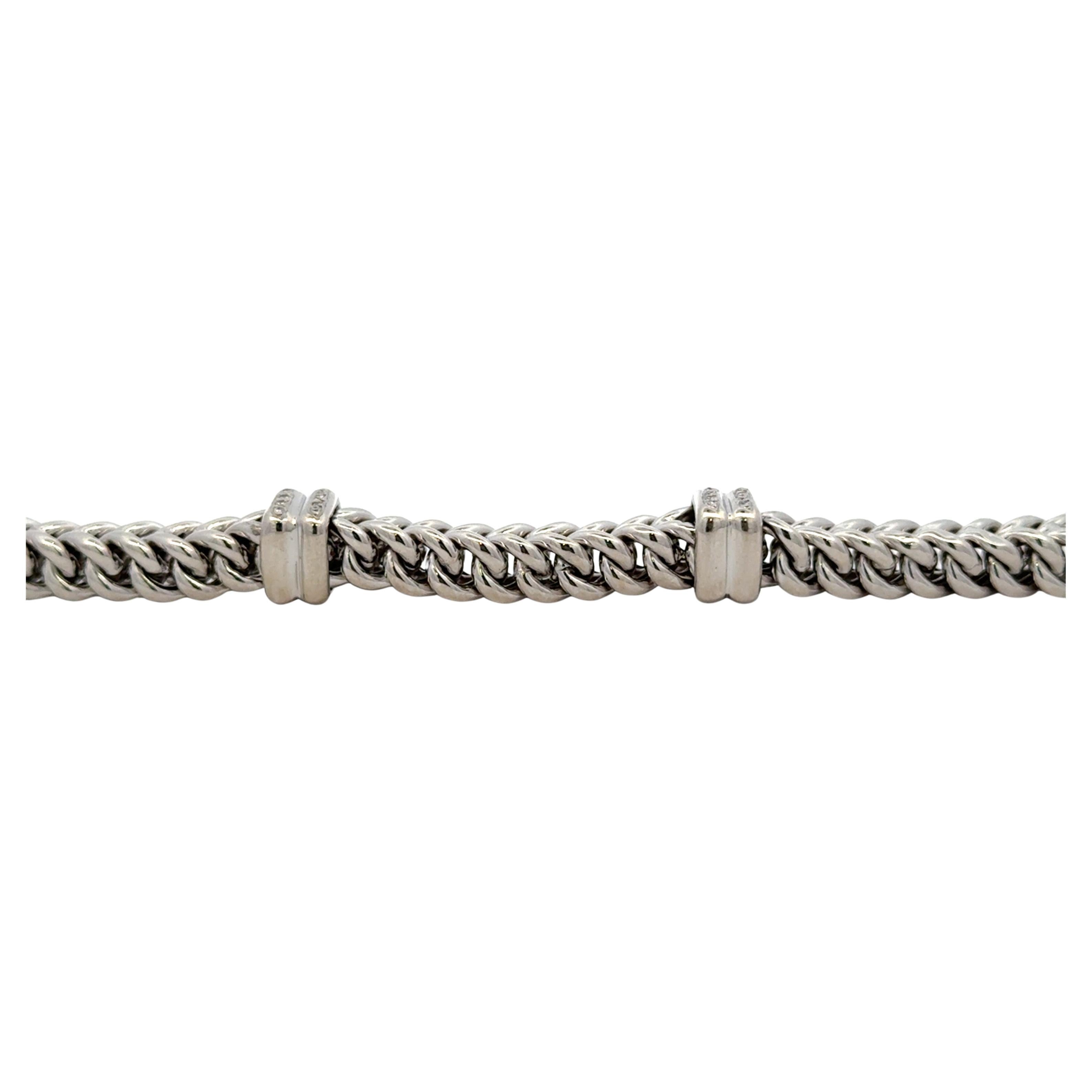Bracelet à maillons en forme de V en or blanc 14 carats 27,1 grammes 0,35 carats 7,5 pouces Excellent état - En vente à New York, NY