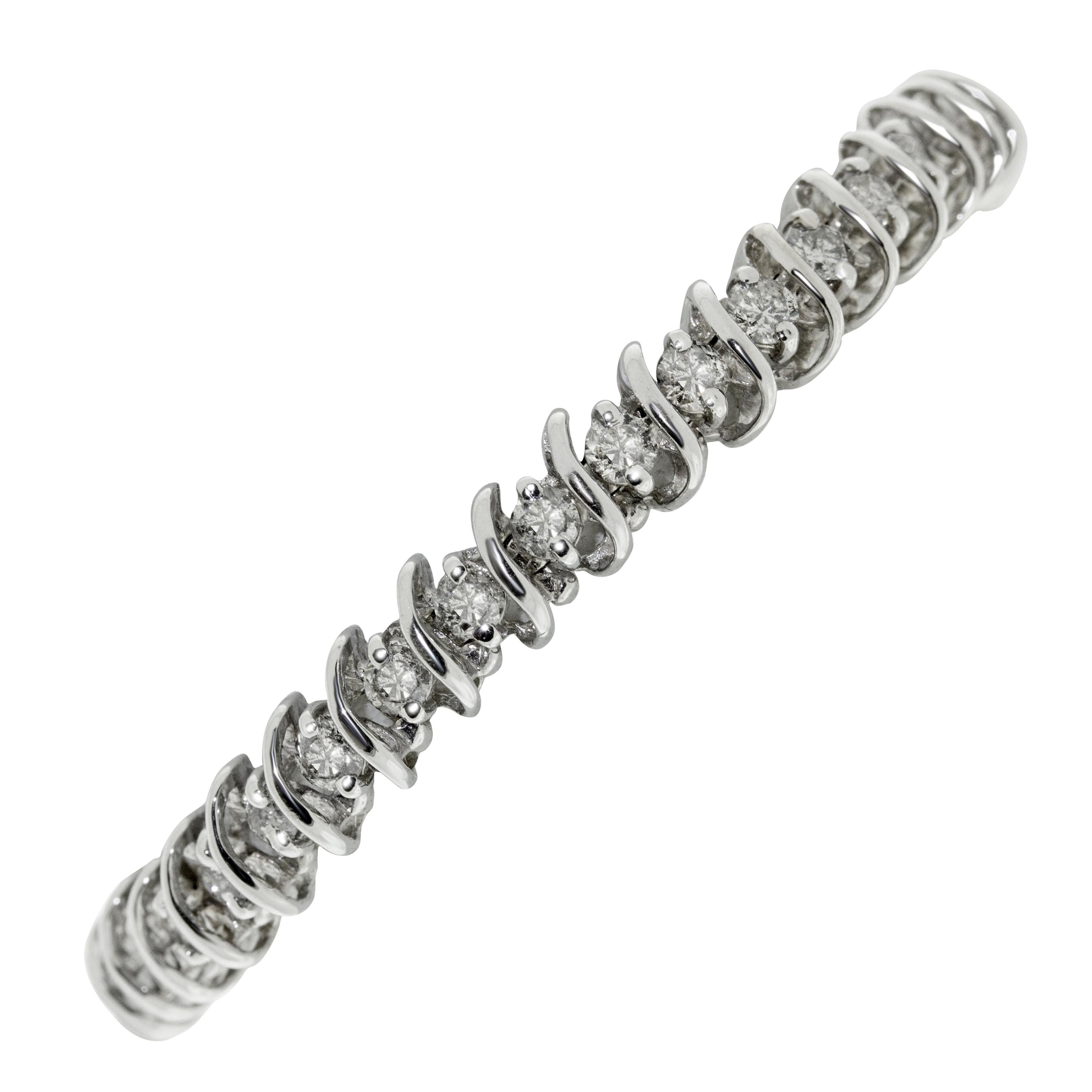 14 Karat White Gold Barlink Tennis Bracelet