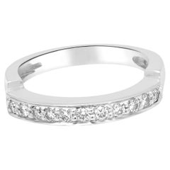 14 Karat White Gold Bead Set Round Diamond Band