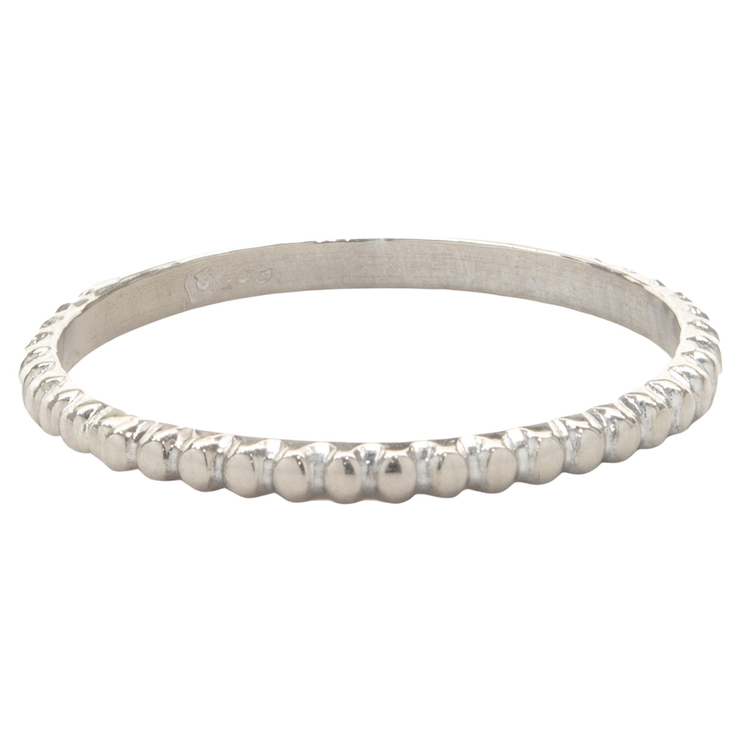 14 Karat White Gold Beaded Band For Sale