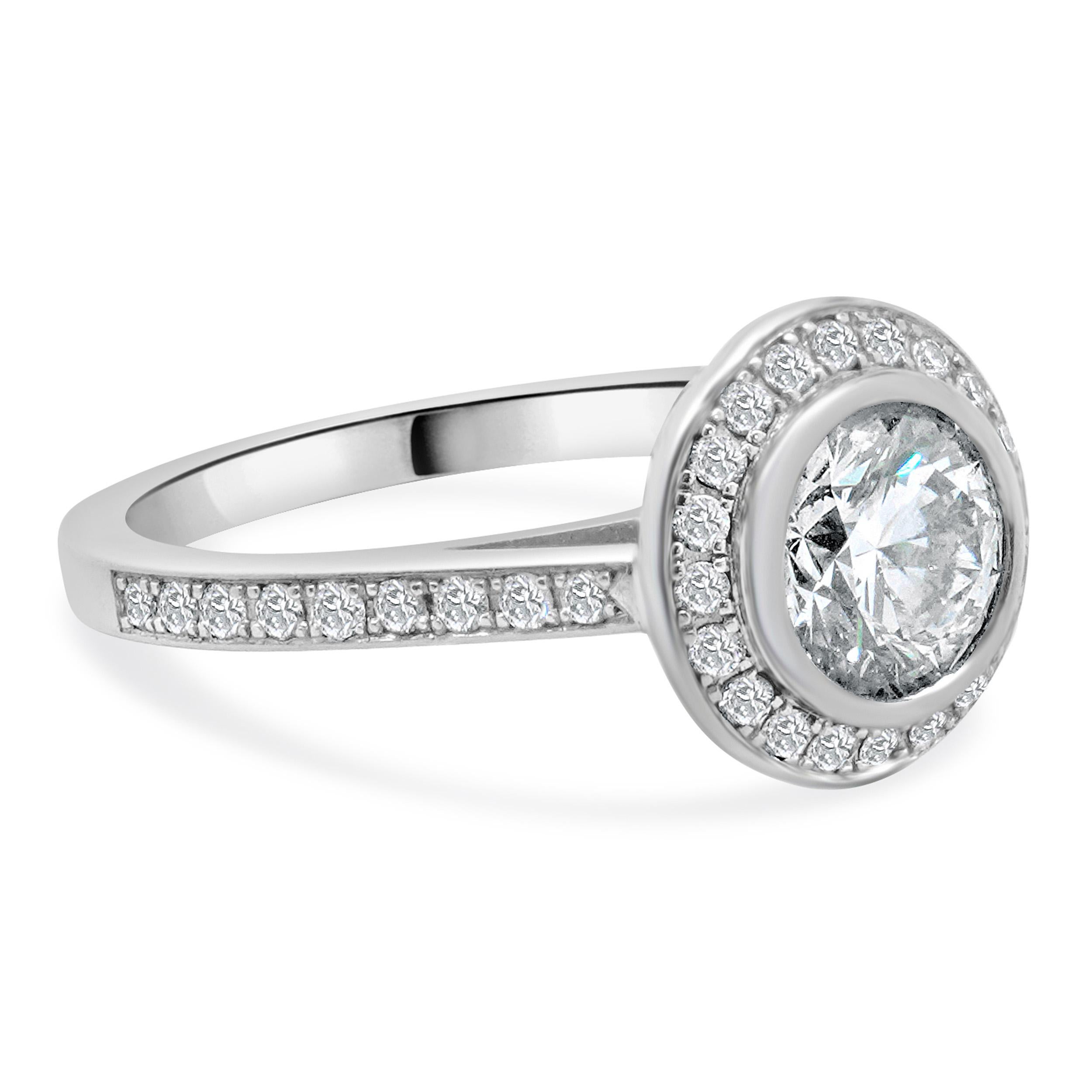 14 Karat White Gold Bezel Set Diamond Engagement Ring In Excellent Condition For Sale In Scottsdale, AZ