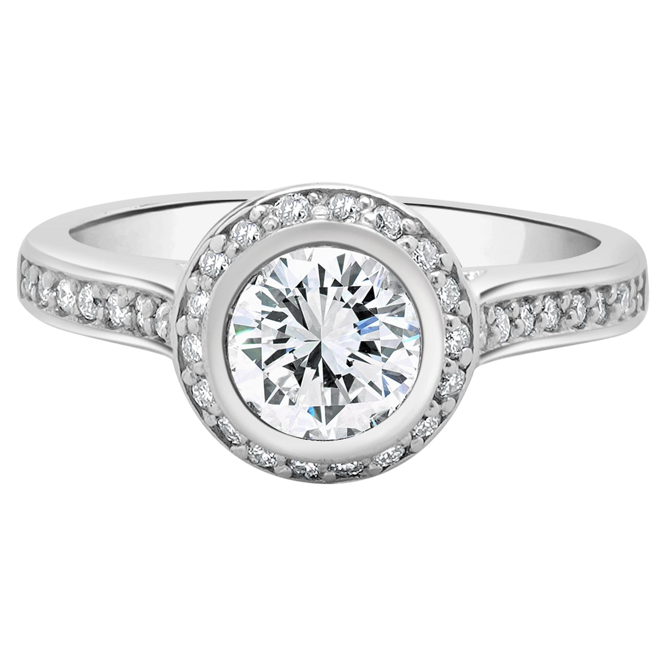14 Karat White Gold Bezel Set Diamond Engagement Ring