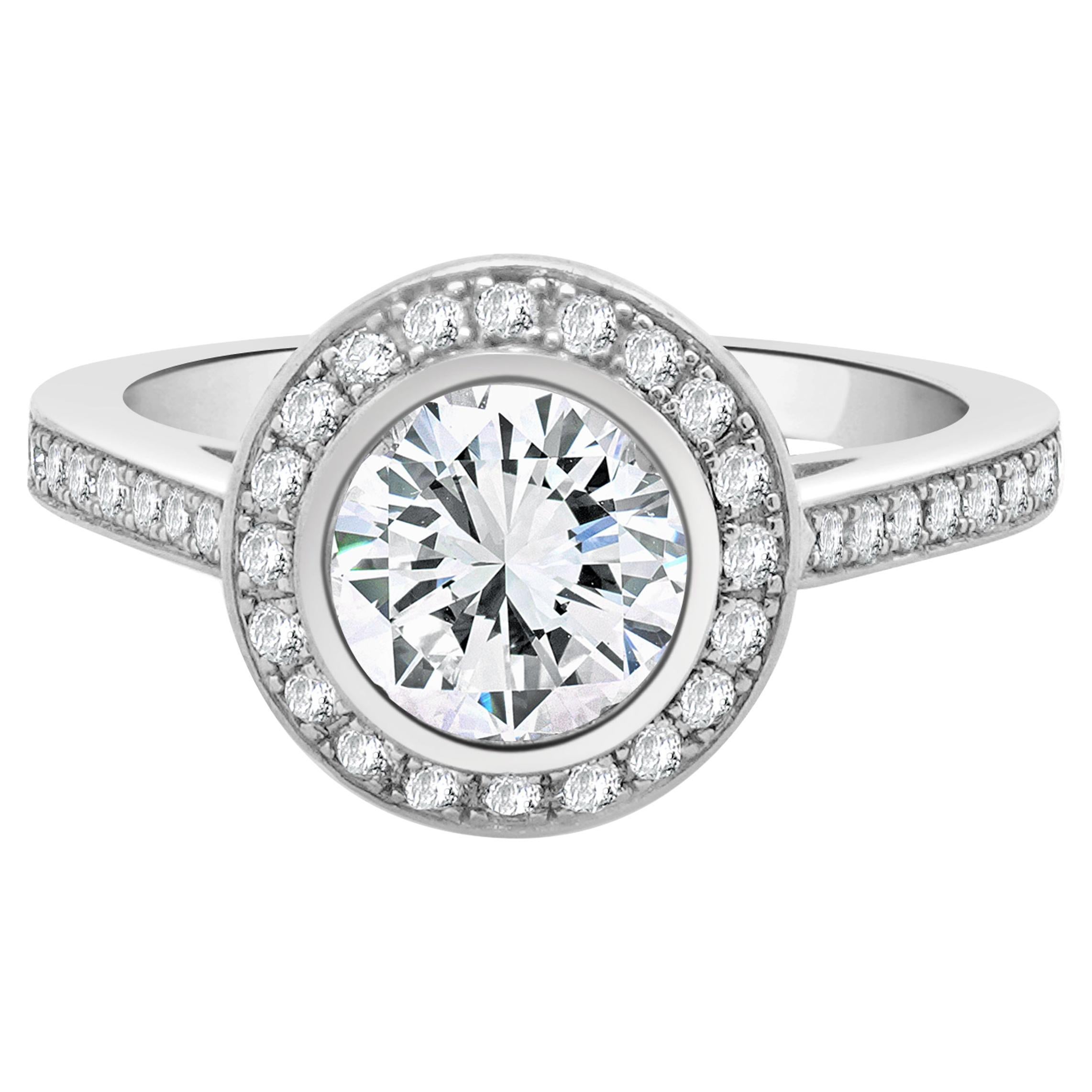14 Karat White Gold Bezel Set Diamond Engagement Ring