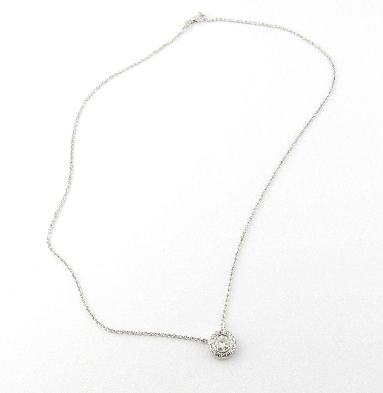 Women's 14 Karat White Gold Bezel Set Diamond Necklace