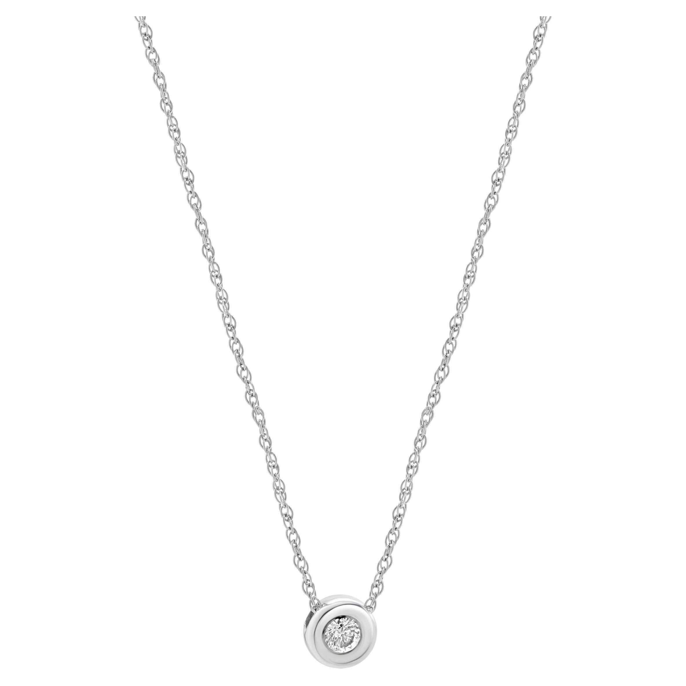 Collier en or blanc 14 carats serti d'un chaton