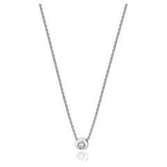 14 Karat White Gold Bezel Set Diamond Solitaire Necklace