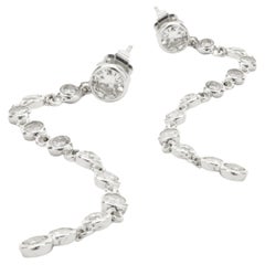 14 Karat White Gold Bezel Set Drop Earrings