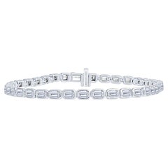 14 Karat White Gold Bezel Set Emerald Cut Diamond Bracelet