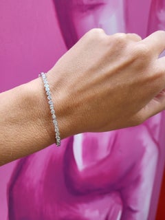 14 Karat White Gold Bezel Set Multi Shape Diamond Bangle