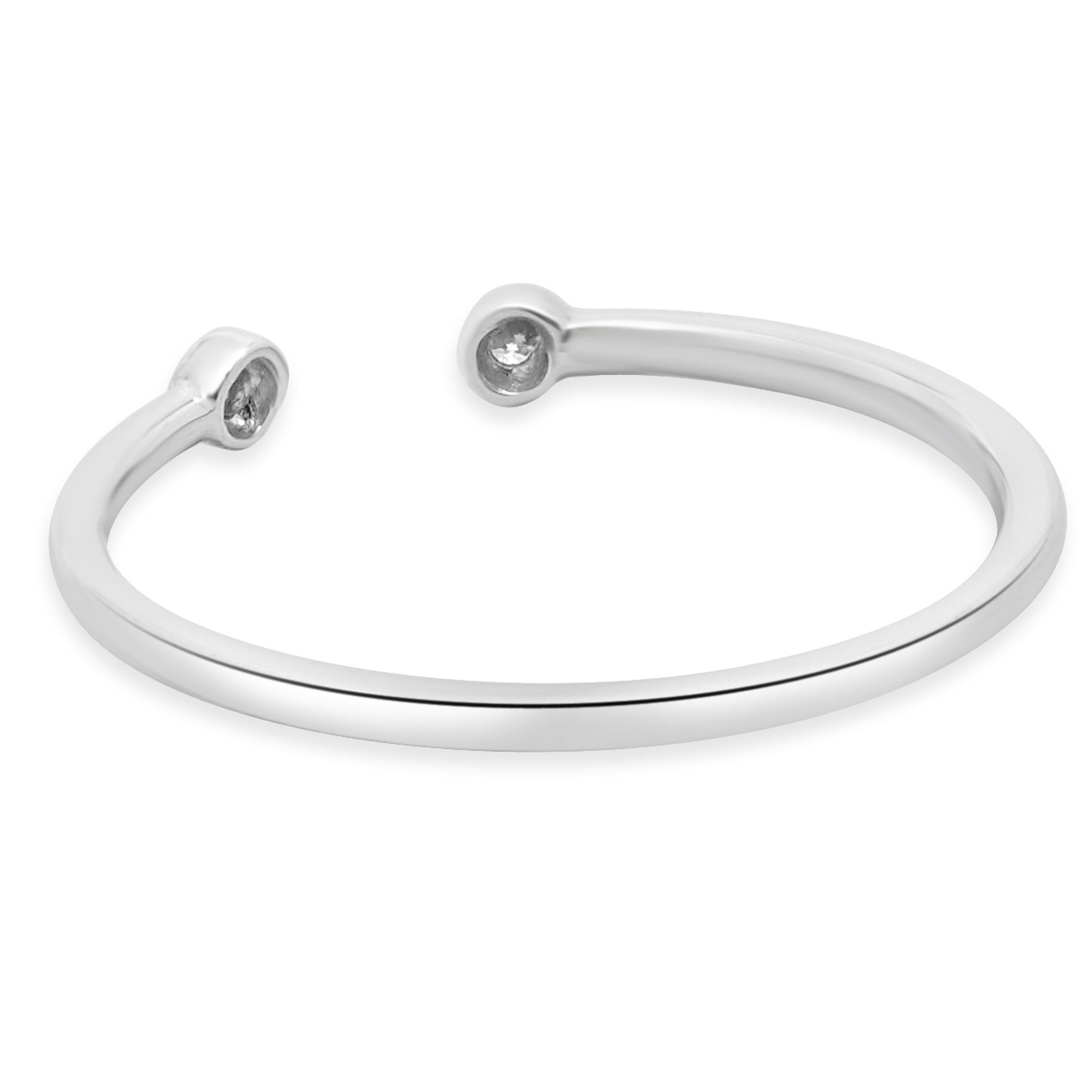 14 Karat Weißgold Lünette Set Open Shank Band (Rundschliff) im Angebot
