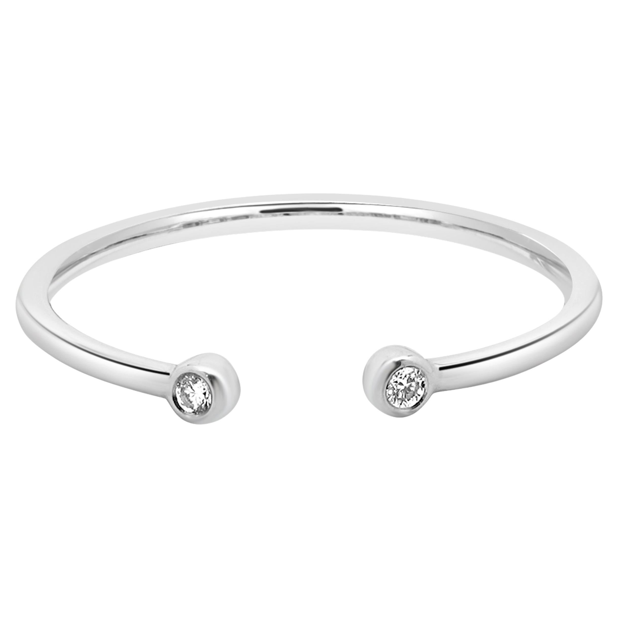 14 Karat Weißgold Lünette Set Open Shank Band im Angebot