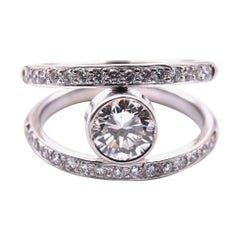 14 Karat White Gold Bezel Set Split Shank Diamond Engagement Ring