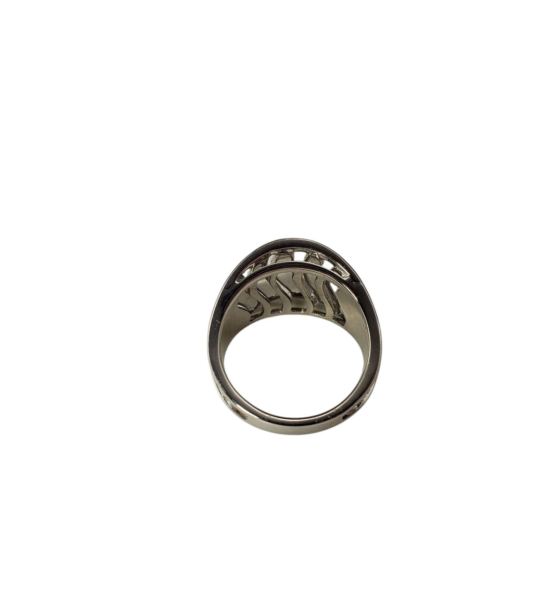 Donna Anello a fascia in oro bianco 14 carati con diamanti bianchi e neri misura 8,25 #21454 in vendita