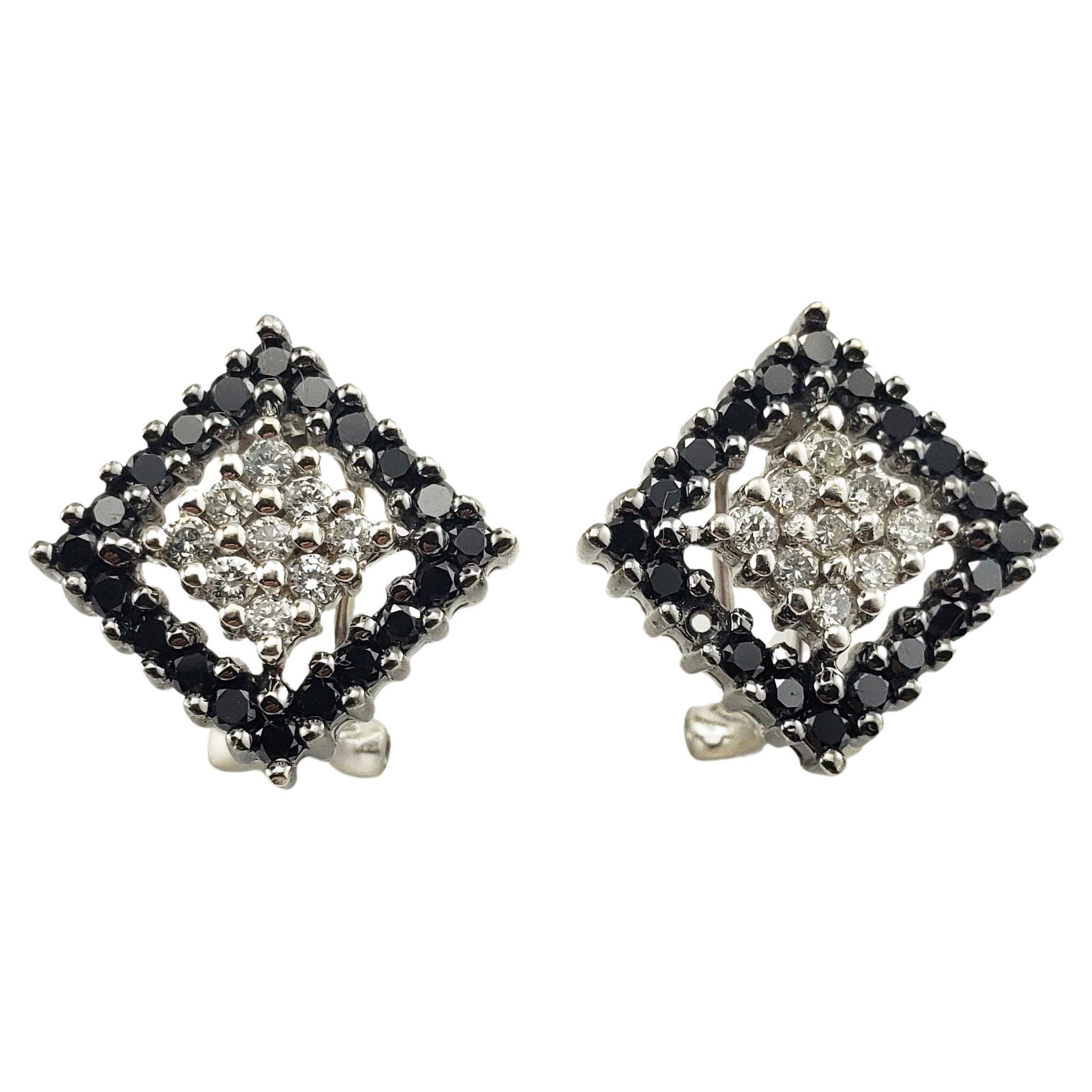 14 Karat White Gold Black and White Diamond Earrings For Sale