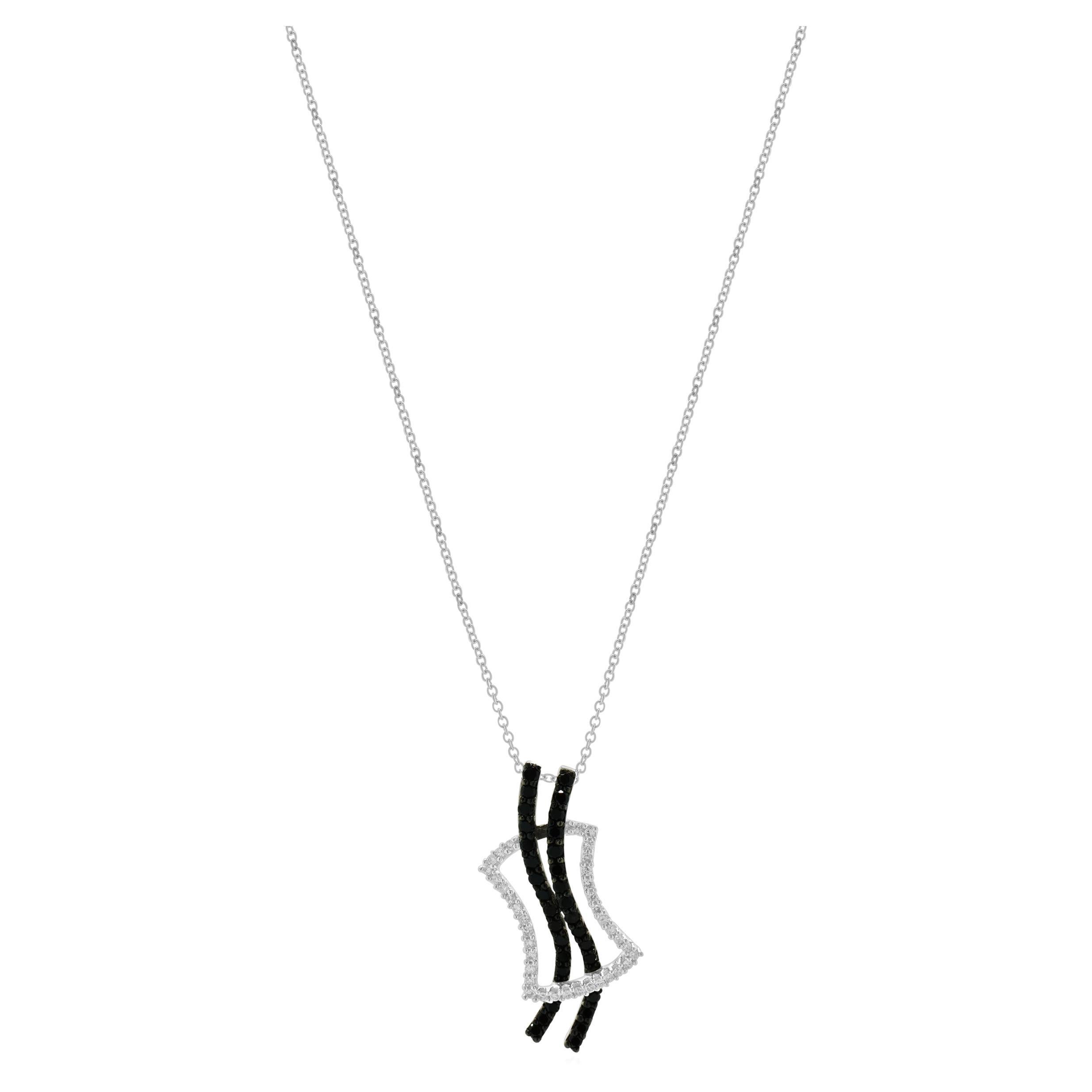 Collana Overpass con diamanti bianchi e neri in oro bianco 14 carati