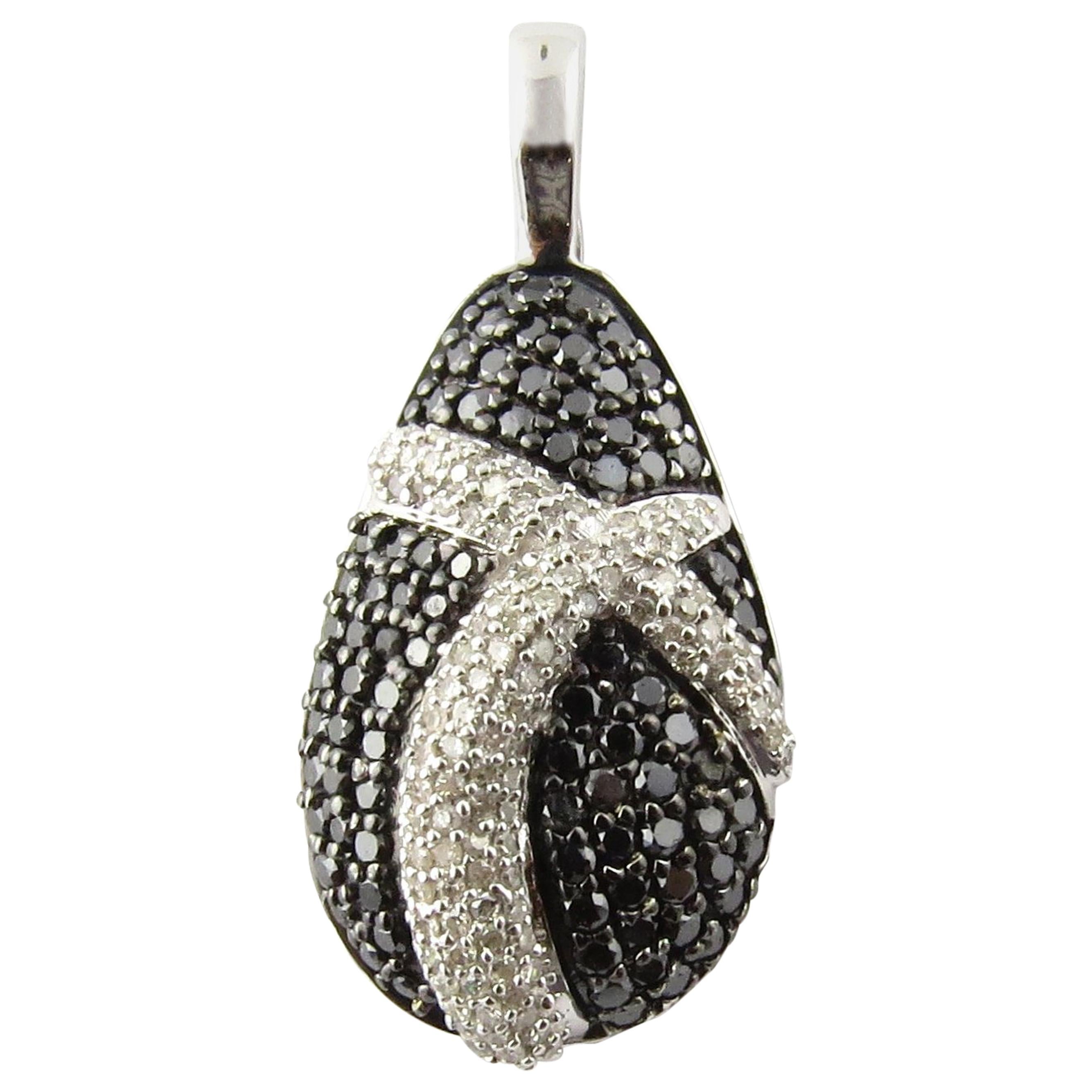 14 Karat White Gold Black and White Diamond Pendant Enhancer For Sale