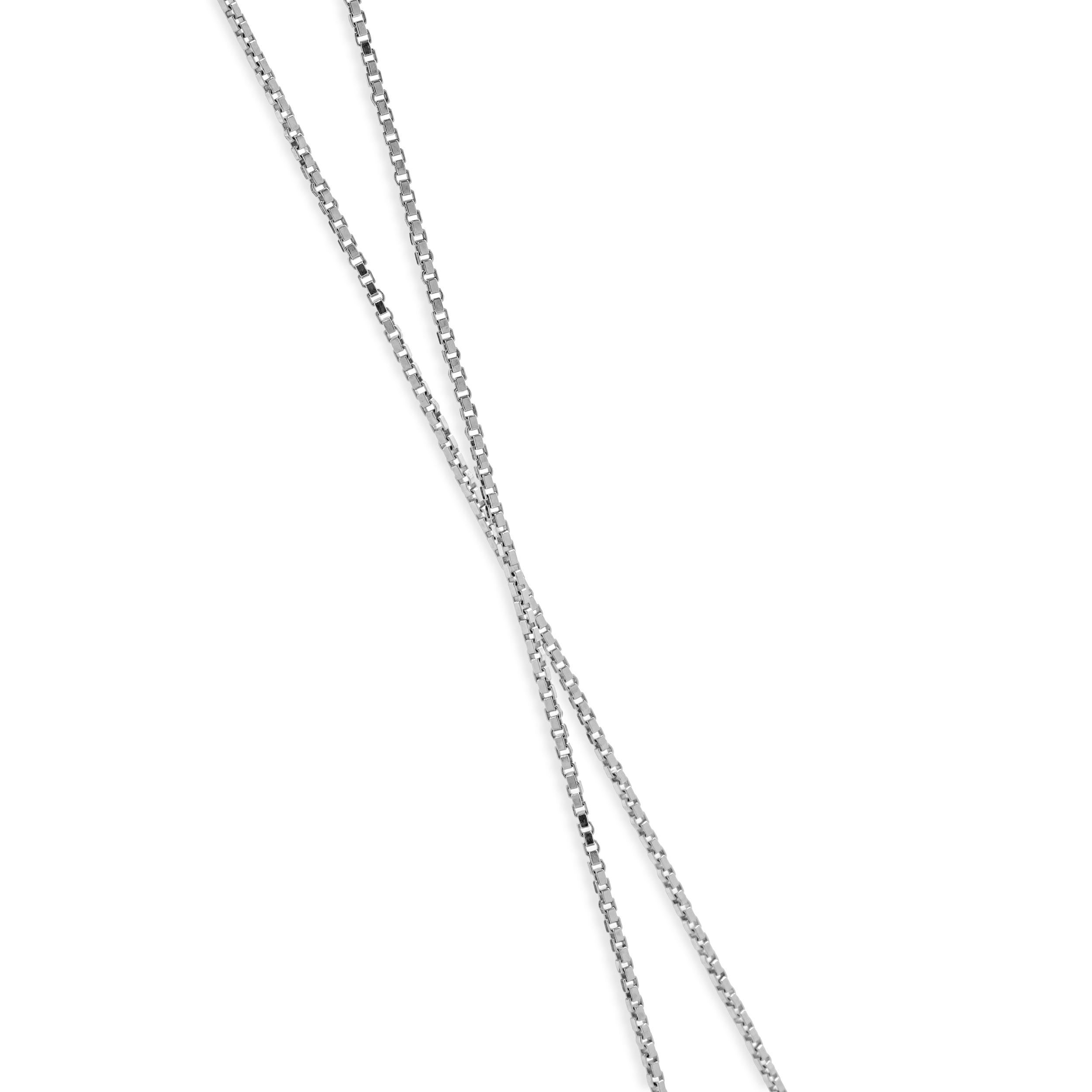 Taille ronde Collier solitaire en or blanc 14 carats avec diamant noir en vente