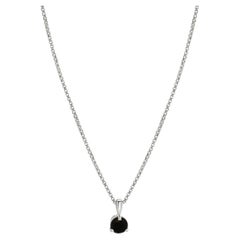 14 Karat White Gold Black Diamond Solitaire Necklace
