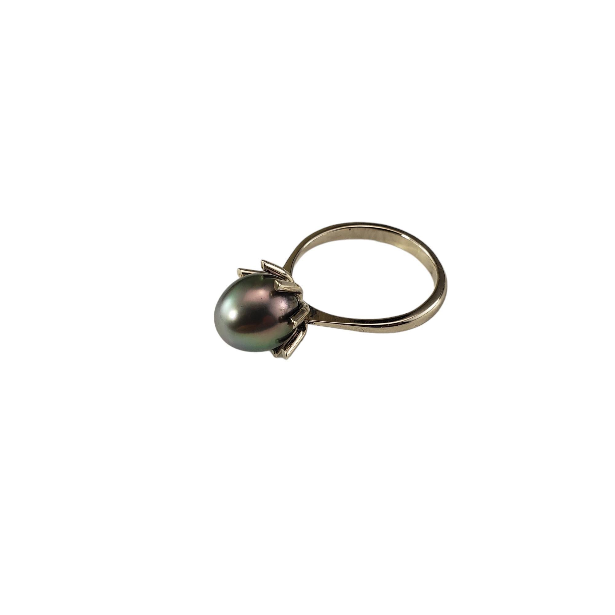 Women's 14 Karat White Gold Black Pearl Ring Size 10 #18350 For Sale