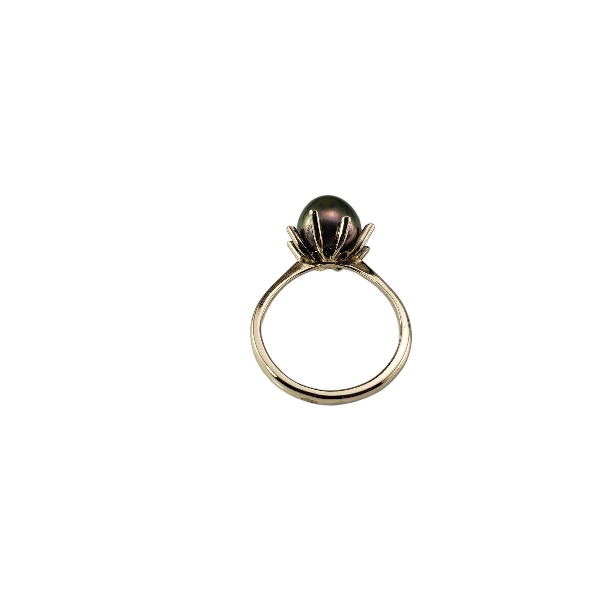 14 Karat White Gold Black Pearl Ring Size 10 #18350 For Sale 1