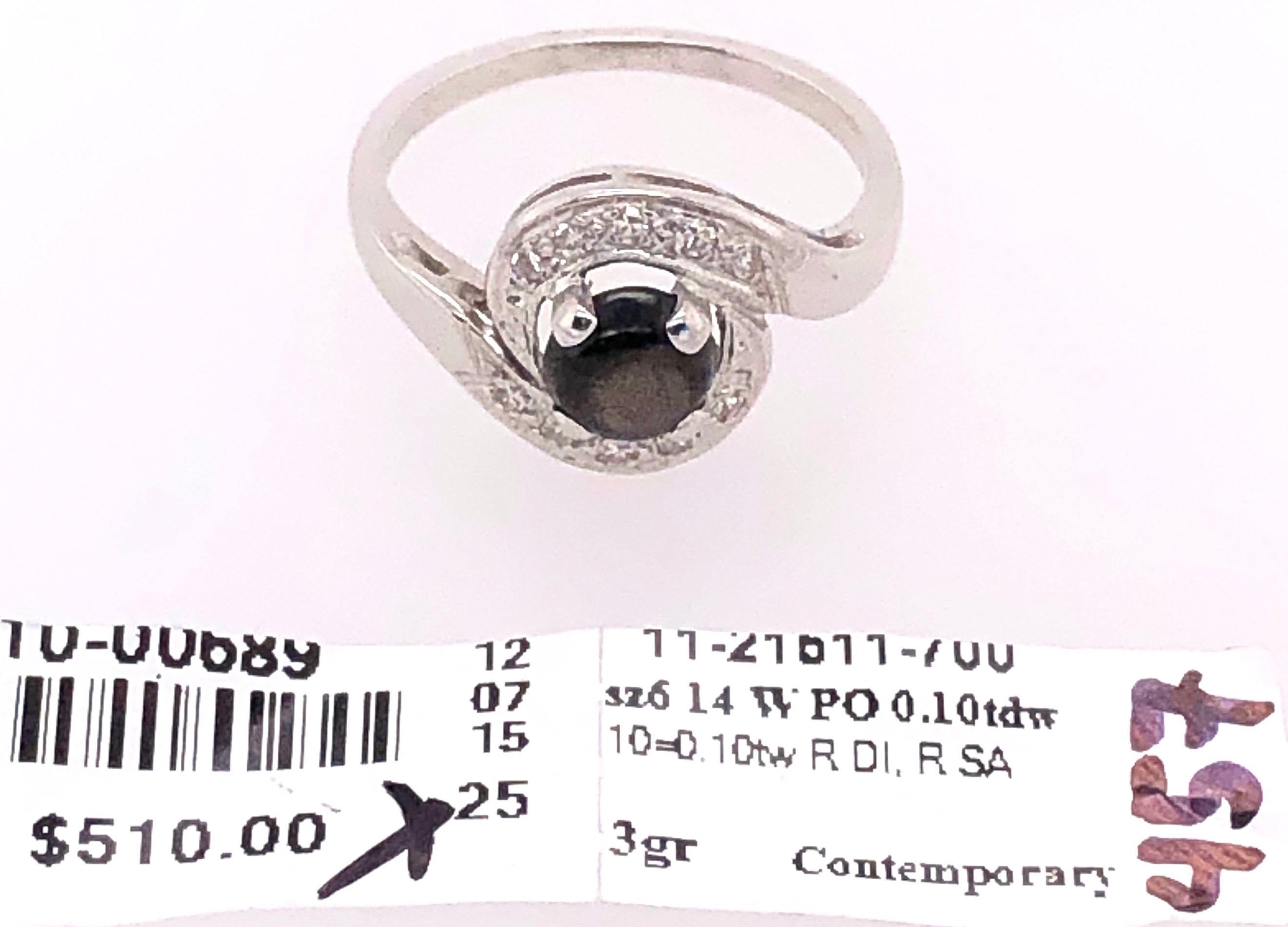14 Karat white Gold Black Sapphire Contemporary Ring with Diamond Accents For Sale 4