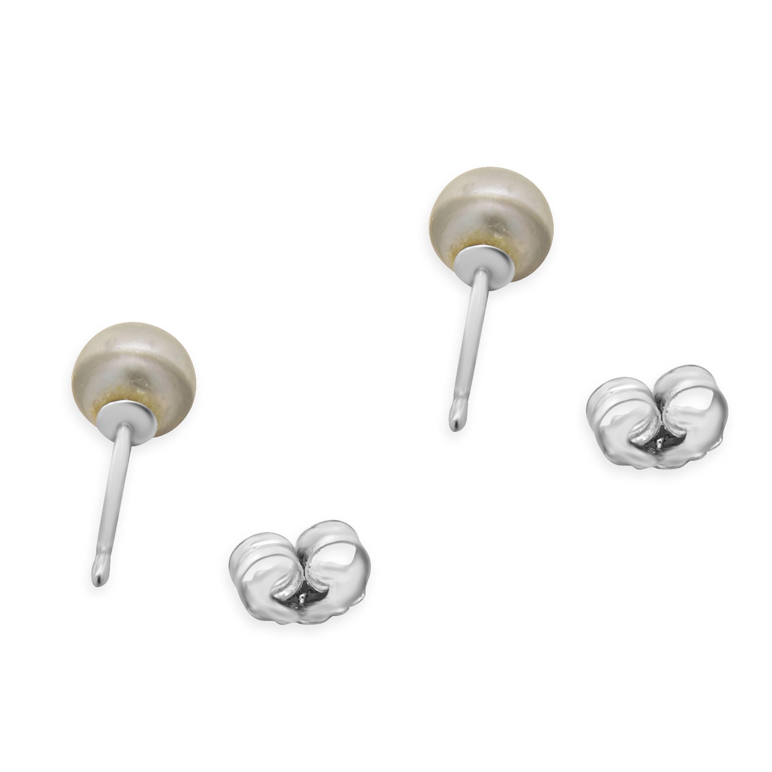 Orecchini con perle Akoya blu in oro bianco 14 carati In condizioni ottime in vendita a Scottsdale, AZ