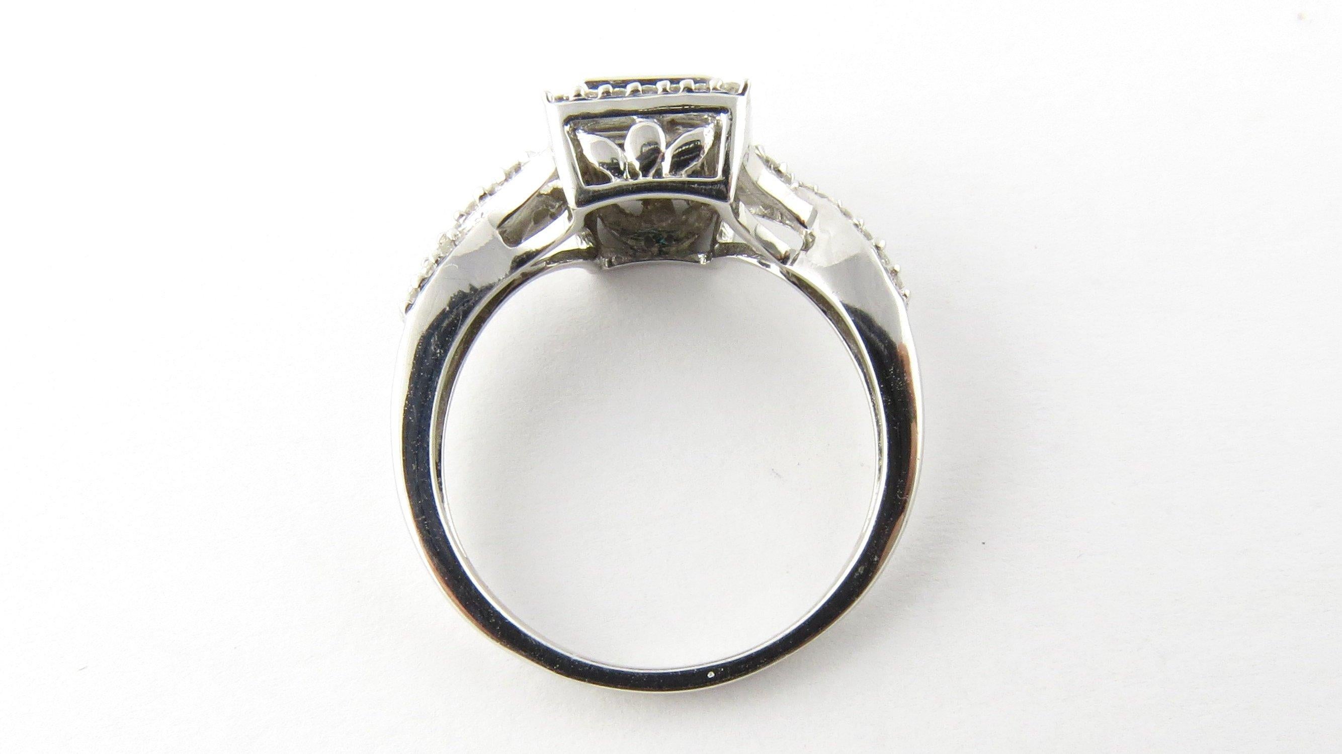 Women's 14 Karat White Gold Blue and White Diamond Ring
