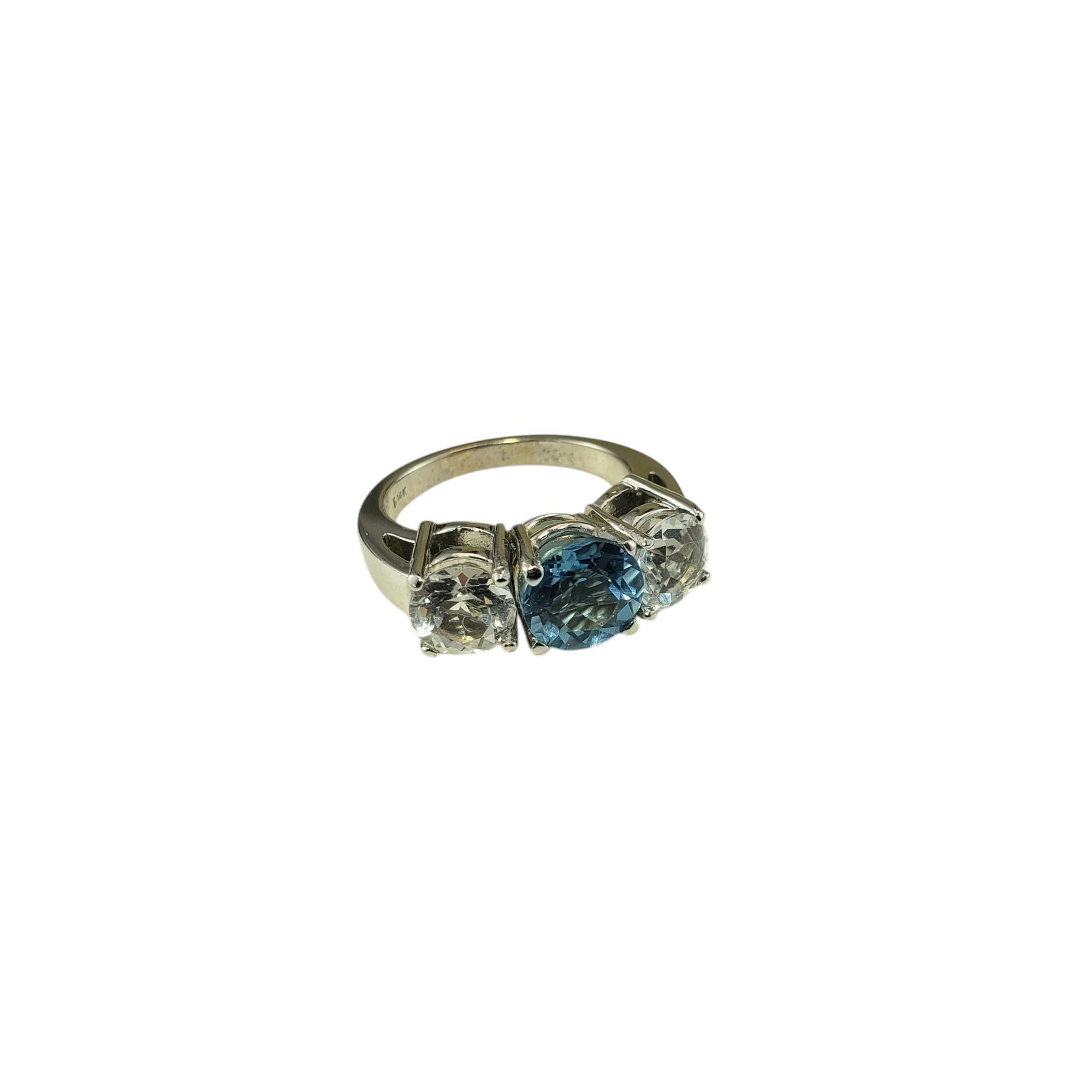 Contemporaneo Anello in oro bianco 14 carati con topazio blu e incolore misura 7 #19734 in vendita
