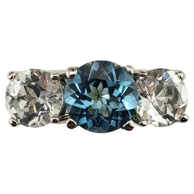 14 Karat White Gold Blue & Colorless Topaz Ring Size 7 #19734
