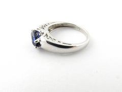 14 Karat White Gold Blue Cubic Zirconia Ring