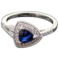 14 Karat White Gold Blue Sapphire and Diamond Ring