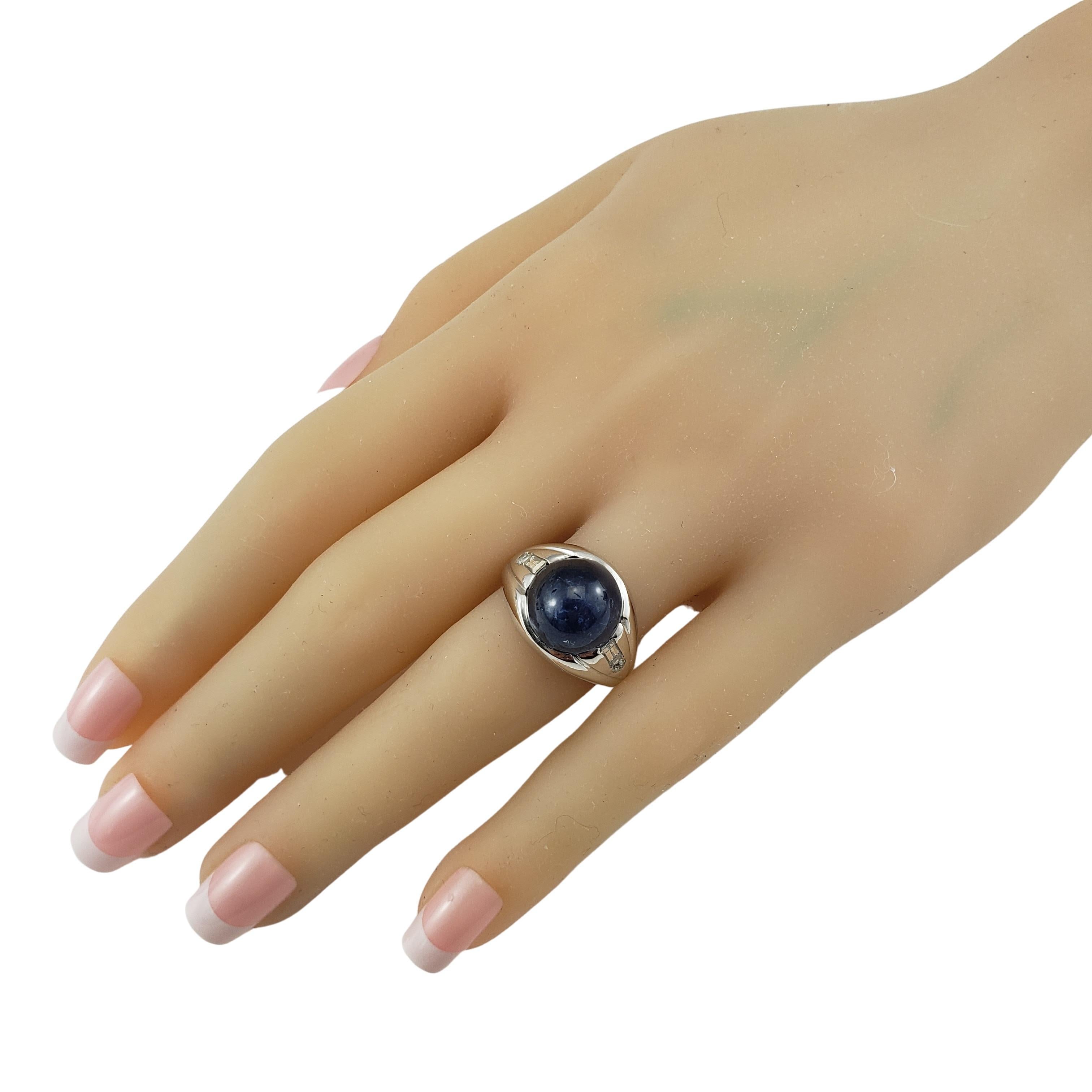 14 Karat White Gold Blue Star Sapphire and Diamond Ring In Good Condition In Washington Depot, CT